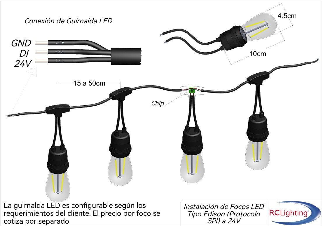 Foco Vintage Edison 2W 24V – Compatible con Guirnalda Inteligen
