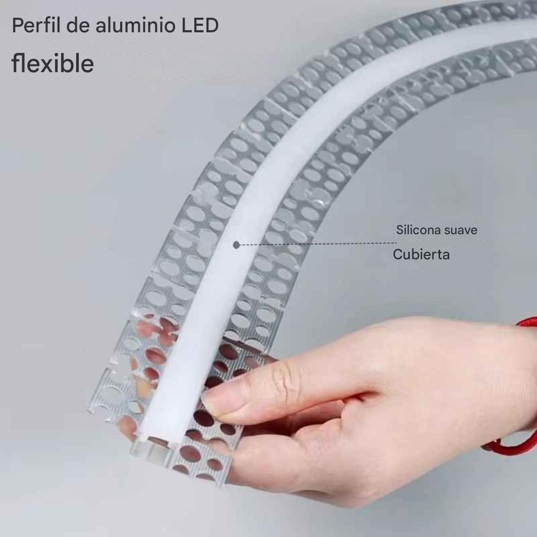 Perfil de Aluminio LED con Difusor de Silicona Flexible – Iluminación Indirecta Curva (3 m)