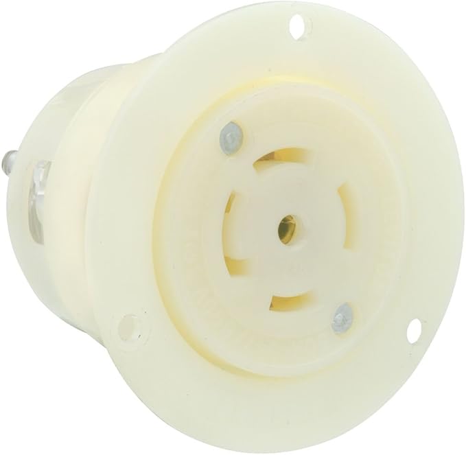 Leviton 2526 - Receptáculo de bloqueo de salida con brida, grado industrial, conexión a tierra, color blanco