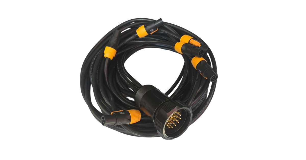 Cable Socapex de 19 pines macho a cable de alimentación Powercon