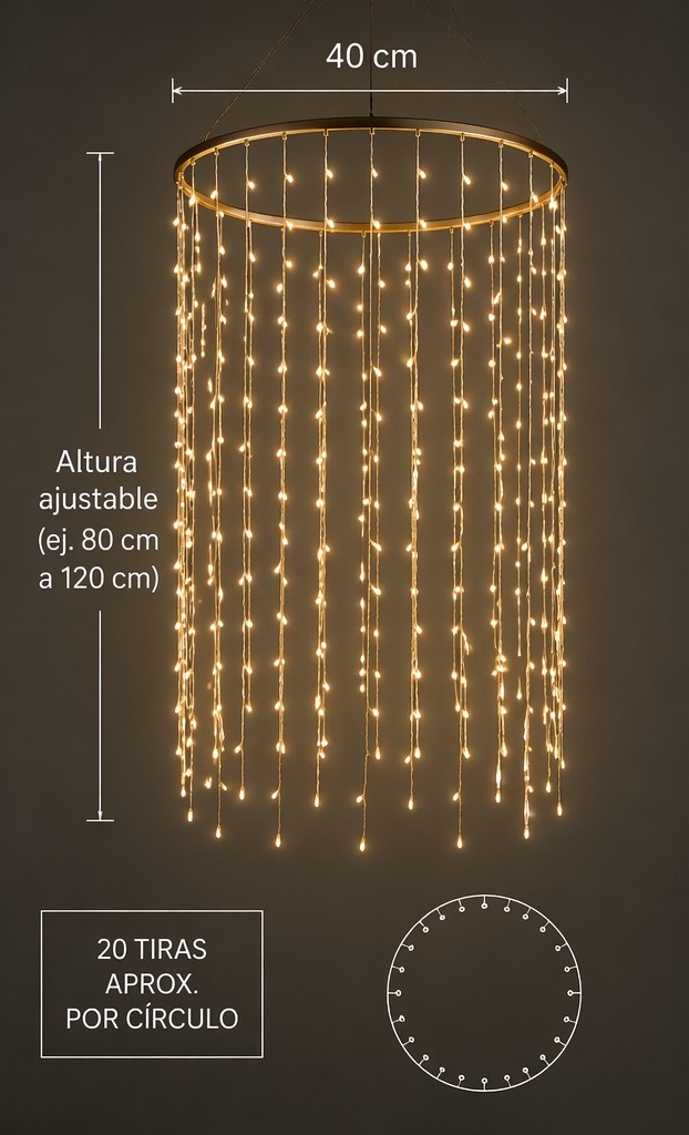 Lámpara colgante tipo cascada LED