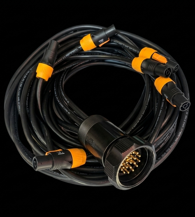 Cable Socapex de 19 pines macho a cable de alimentación Powercon