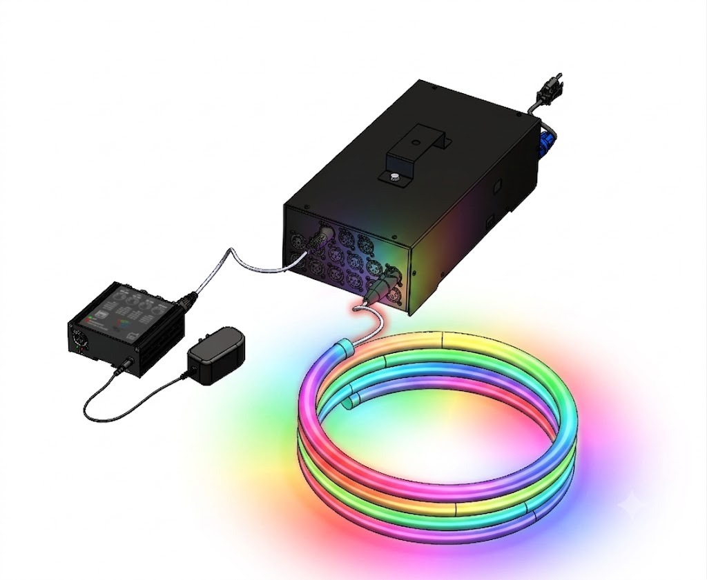 CAJA CON FUENTE PARA TUBOS DE PIXEL