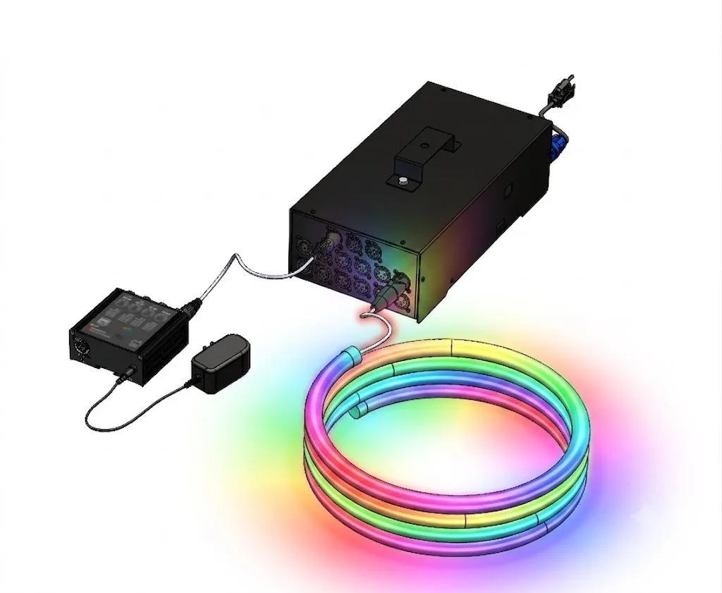 CAJA CON FUENTE PARA TUBOS DE PIXEL