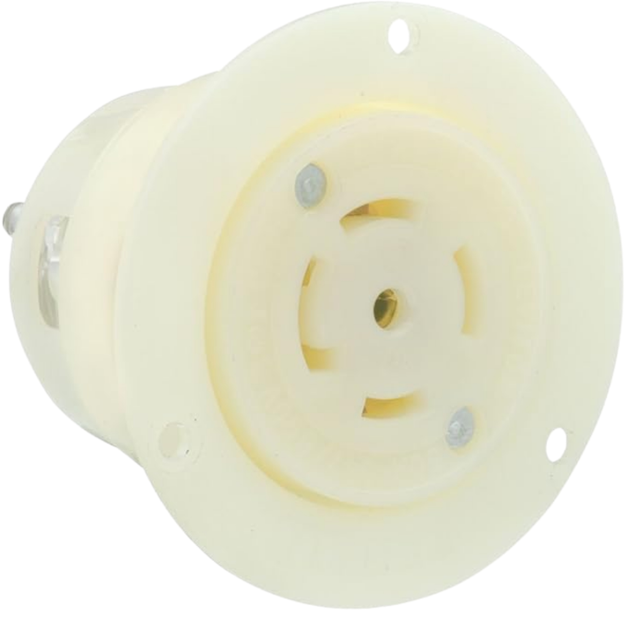 Leviton 2526 - Receptáculo de bloqueo de salida con brida, grado industrial, conexión a tierra, color blanco