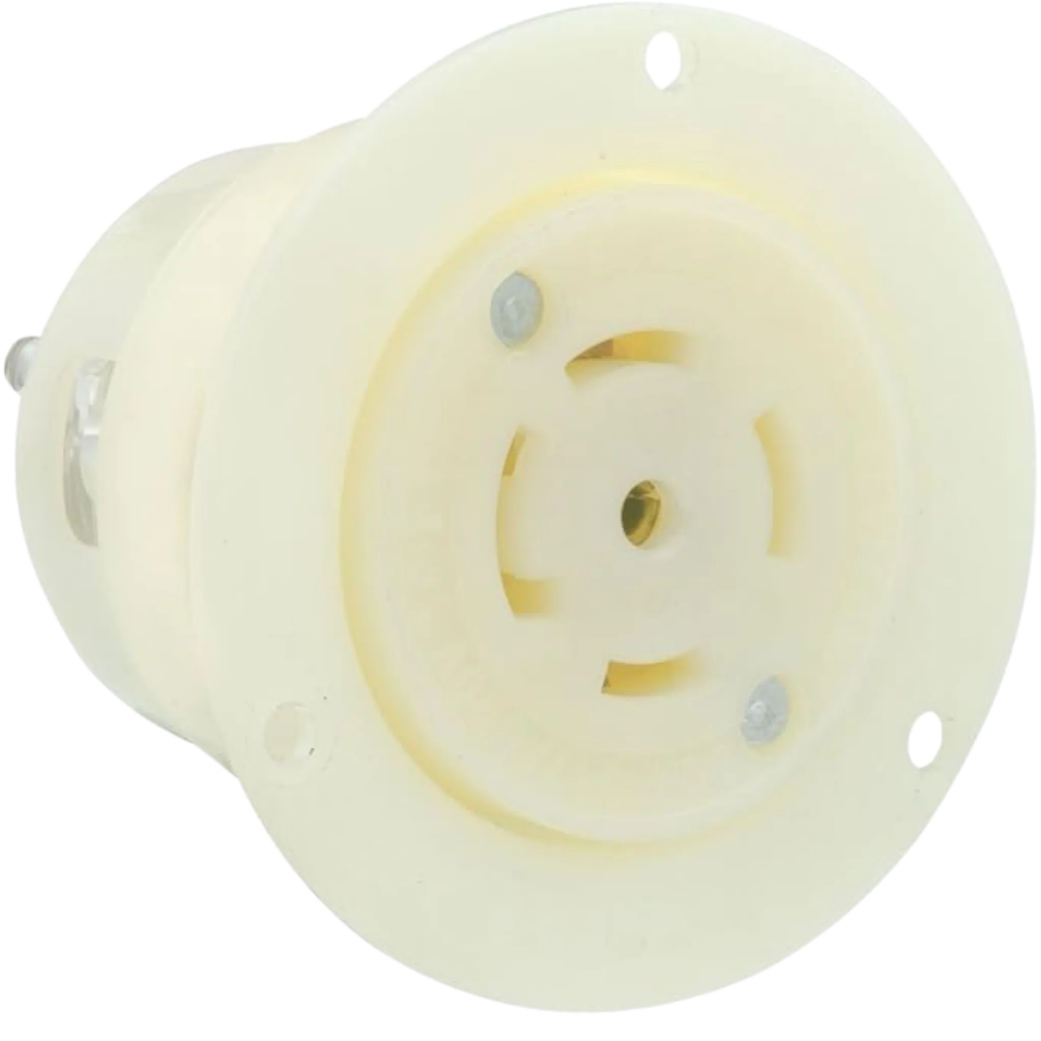 Leviton 2526 - Receptáculo de bloqueo de salida con brida, grado industrial, conexión a tierra, color blanco