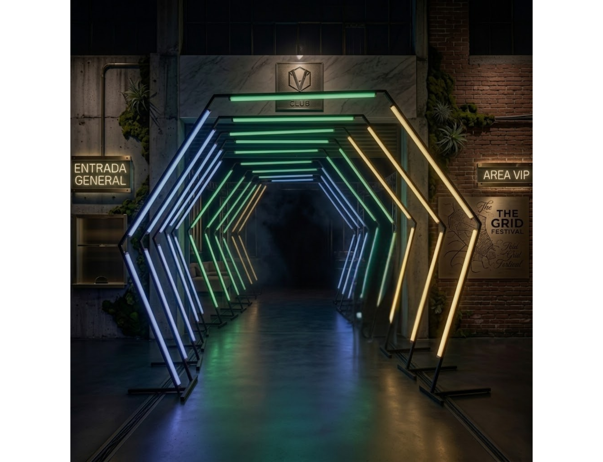Túnel de Hexágonos LED