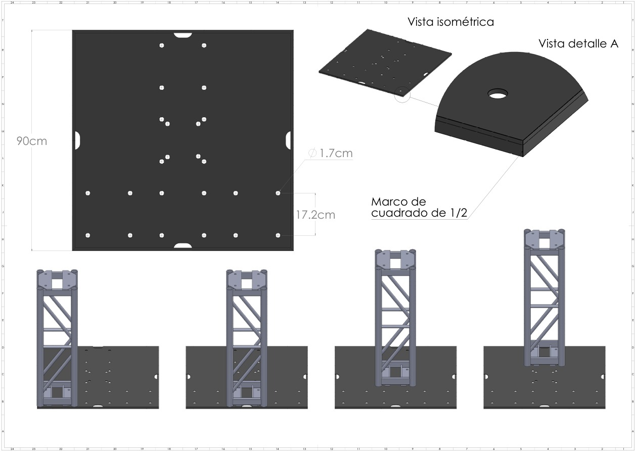 BASE TOWER MULTIPROPÓSITO MECANO (90 × 90 cm)