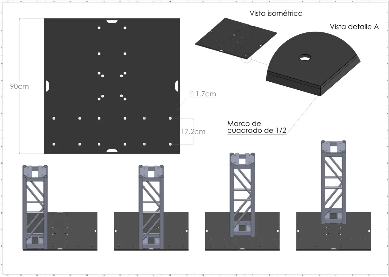 BASE TOWER MULTIPROPÓSITO MECANO (90 × 90 cm)