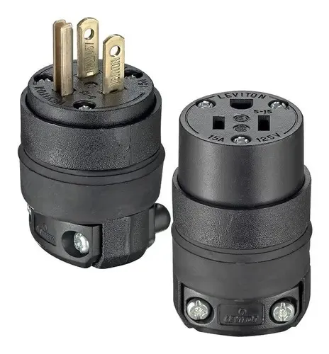 Clavija De Hule Uso Rudo Negra 515pr-000 Leviton Color Negro