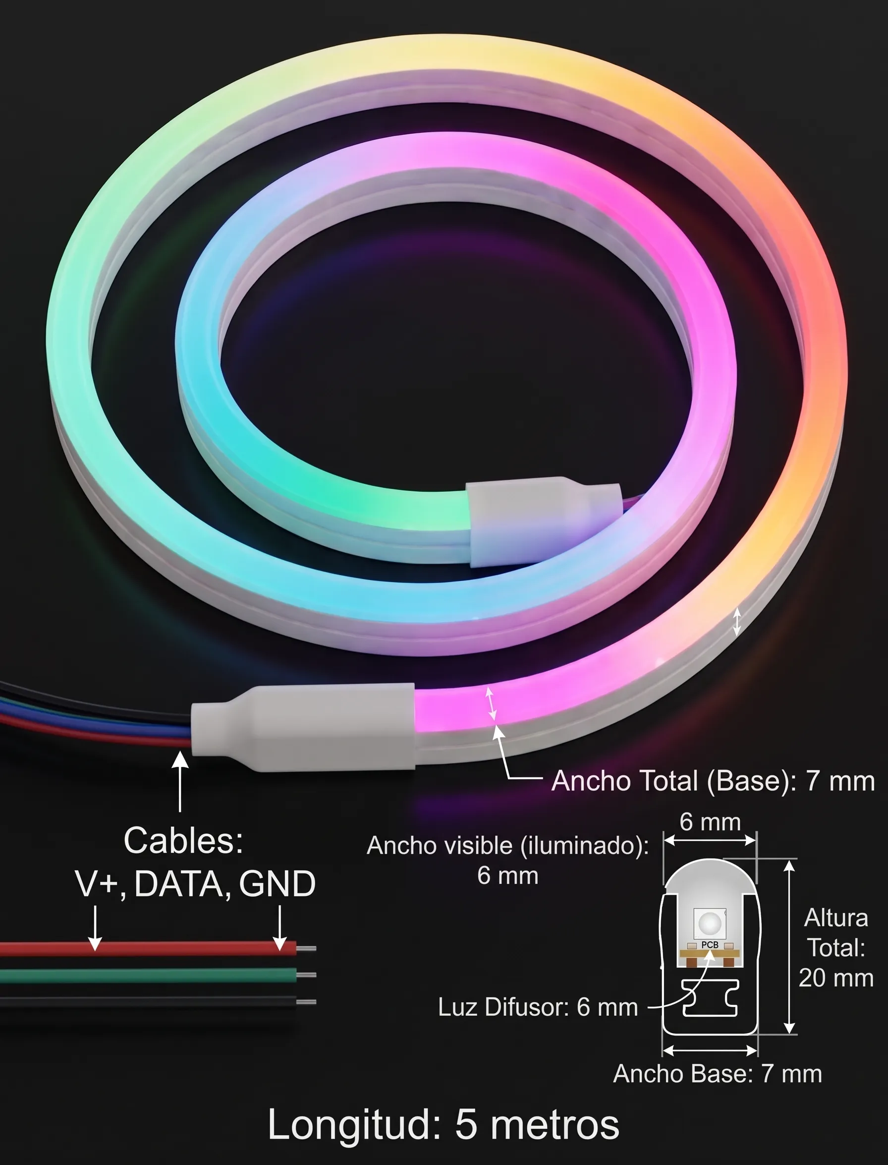  Neón Flex LED Pixel RGB 24V